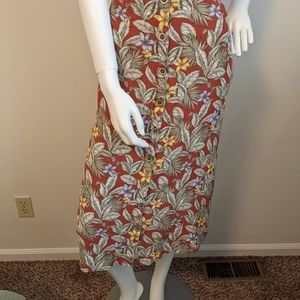 Floral midi skirt - button down, vintage style